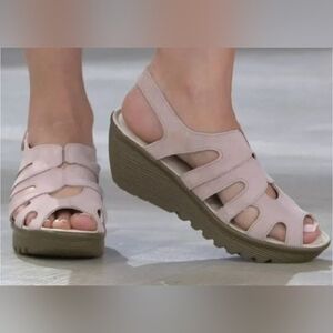 SKECHERS* Parallel Wedge Sandals, Size 7, Neutral Colour Way, Velcro Heel Close